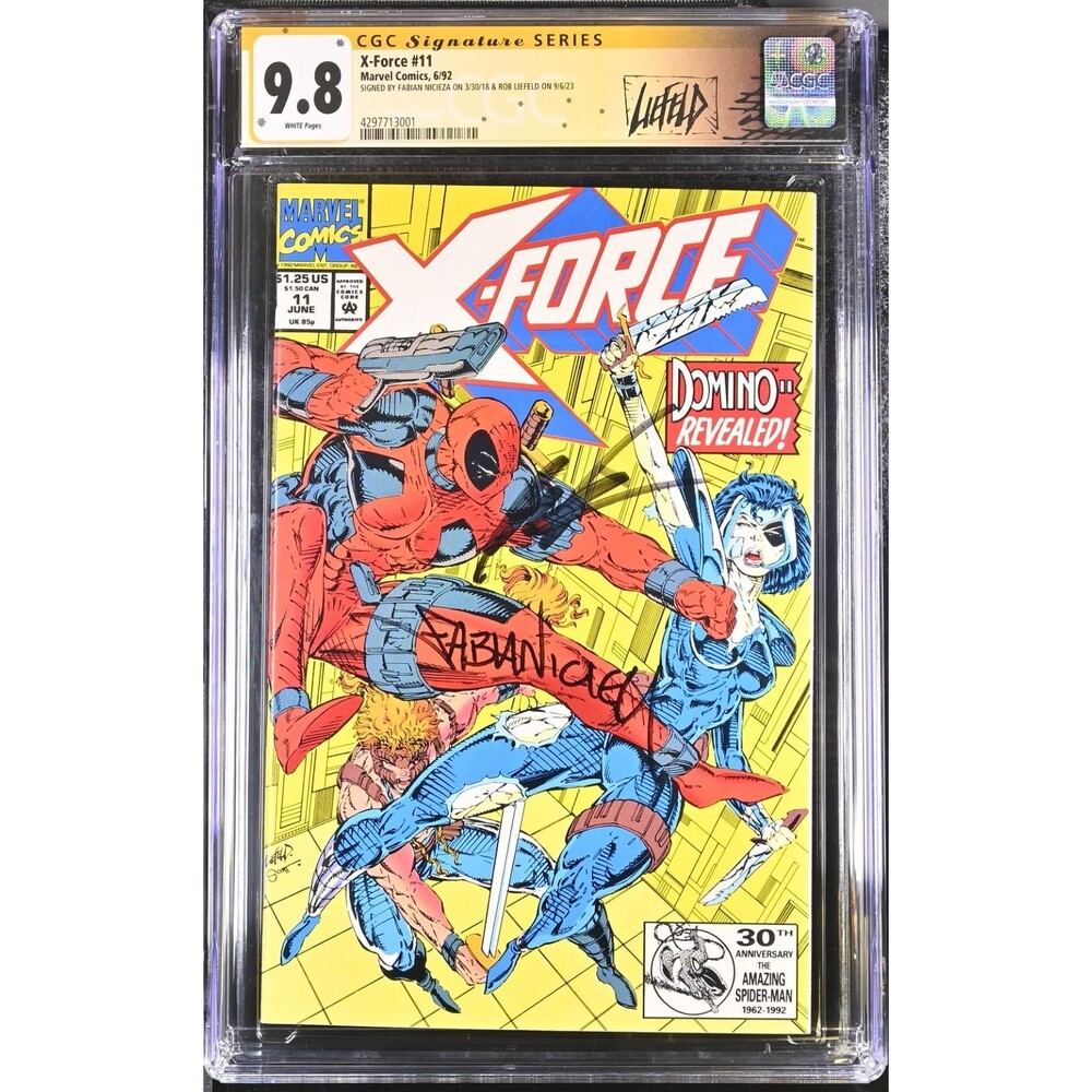 X-Force #11 CGC 9.8 SS Deadpool Signed by Rob Liefeld & Nicieza 1st Real Domino